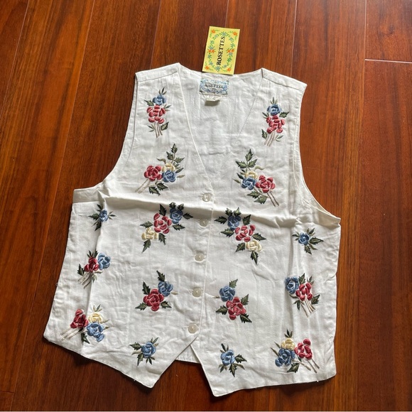 Vintage Embroidered Rosette Vest - Picture 2 of 7